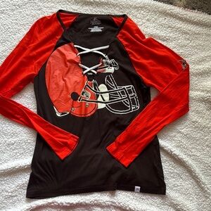 Women's Orange and Black Cleveland Browns Lace-Up Long Sleeve Top